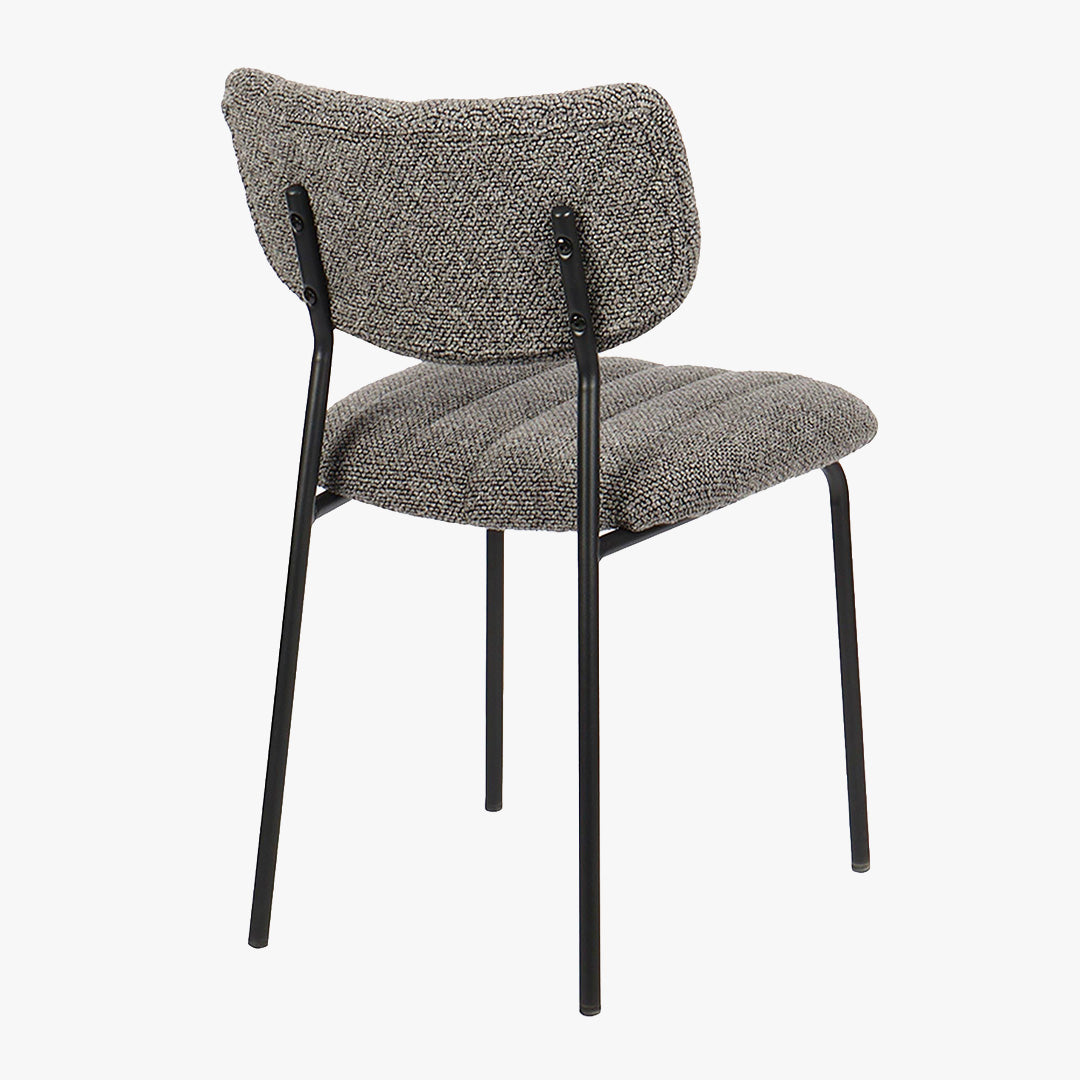 JAYDA Lot de 2 chaises en tissu gris foncé piètement métal noir