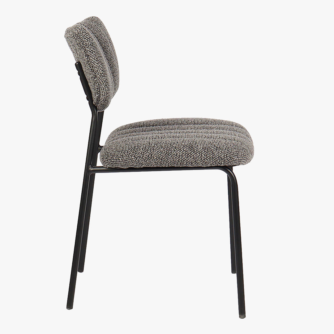 JAYDA Lot de 2 chaises en tissu gris foncé piètement métal noir