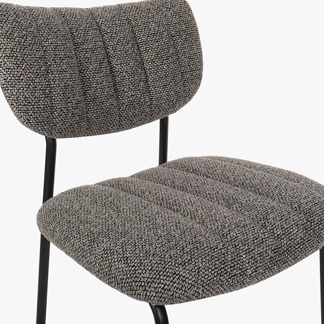JAYDA Lot de 2 chaises en tissu gris foncé piètement métal noir