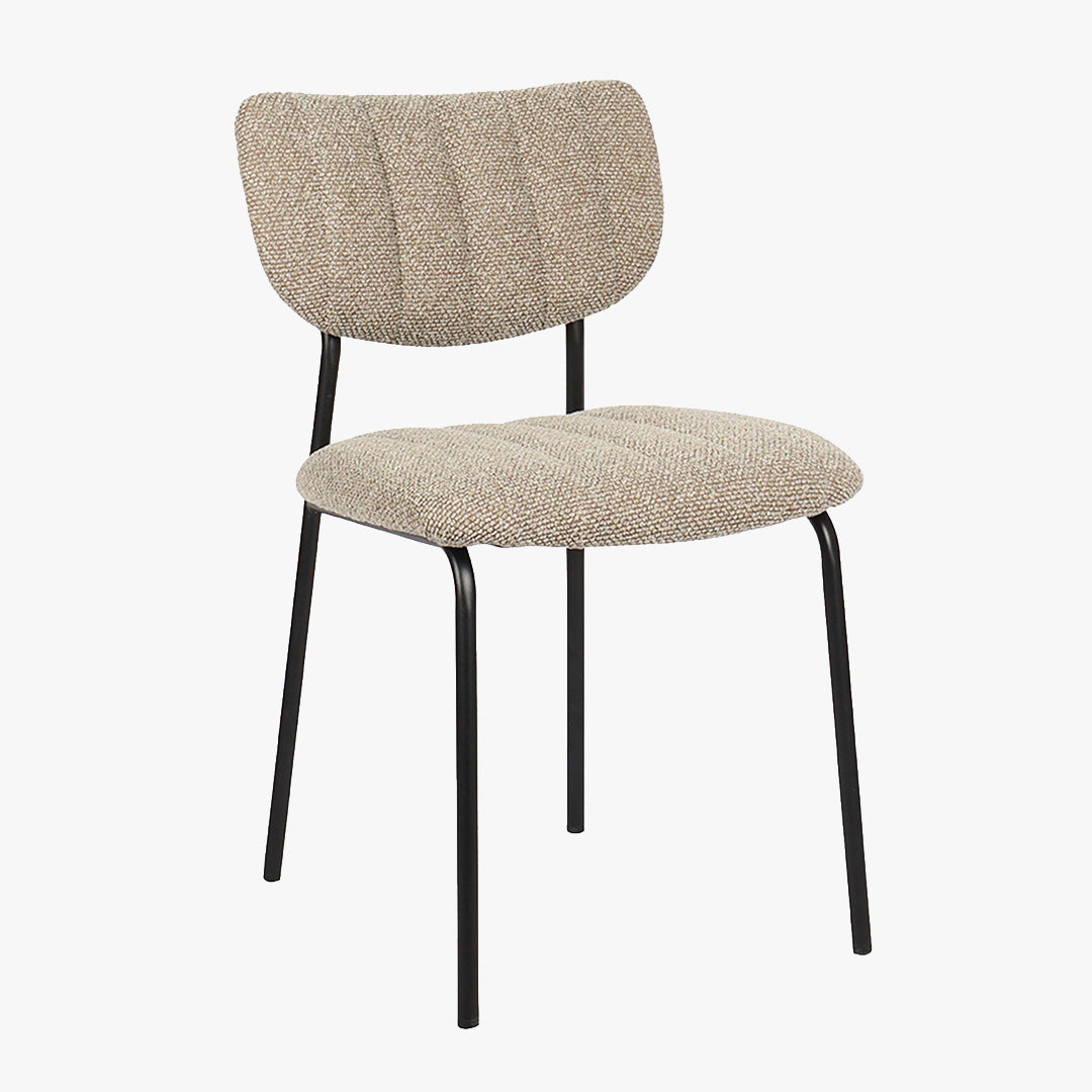 JAYDA Lot de 2 chaises en tissu taupe piètement métal noir