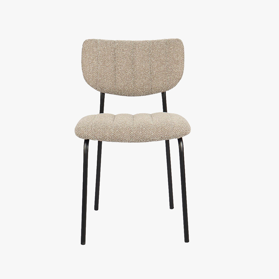 JAYDA Lot de 2 chaises en tissu taupe piètement métal noir