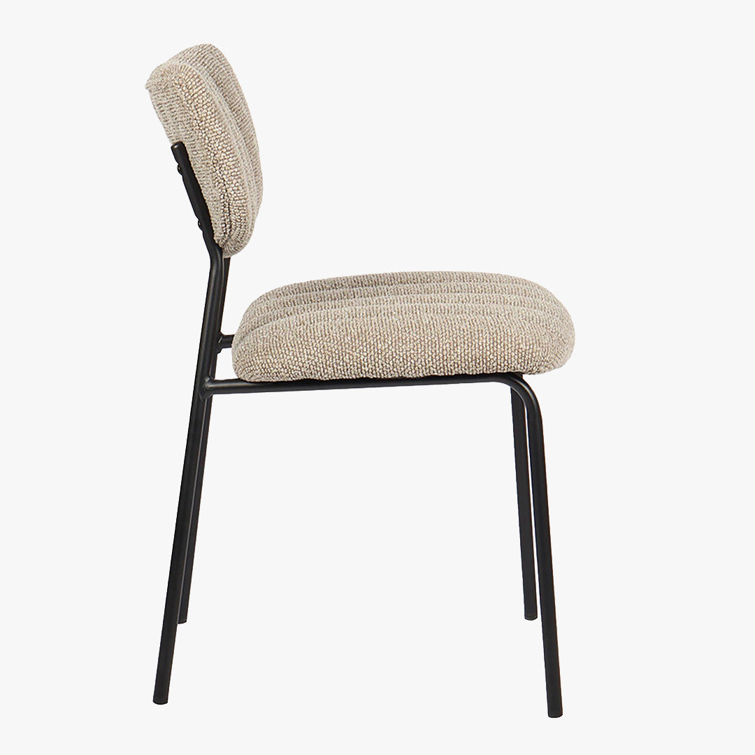 JAYDA Lot de 2 chaises en tissu taupe piètement métal noir