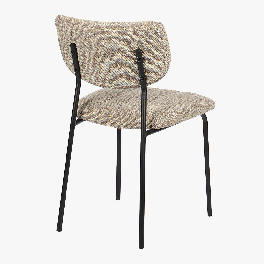 JAYDA Lot de 2 chaises en tissu taupe piètement métal noir