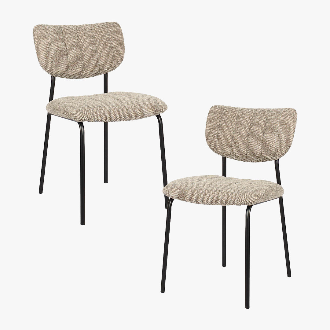 JAYDA Lot de 2 chaises en tissu taupe piètement métal noir