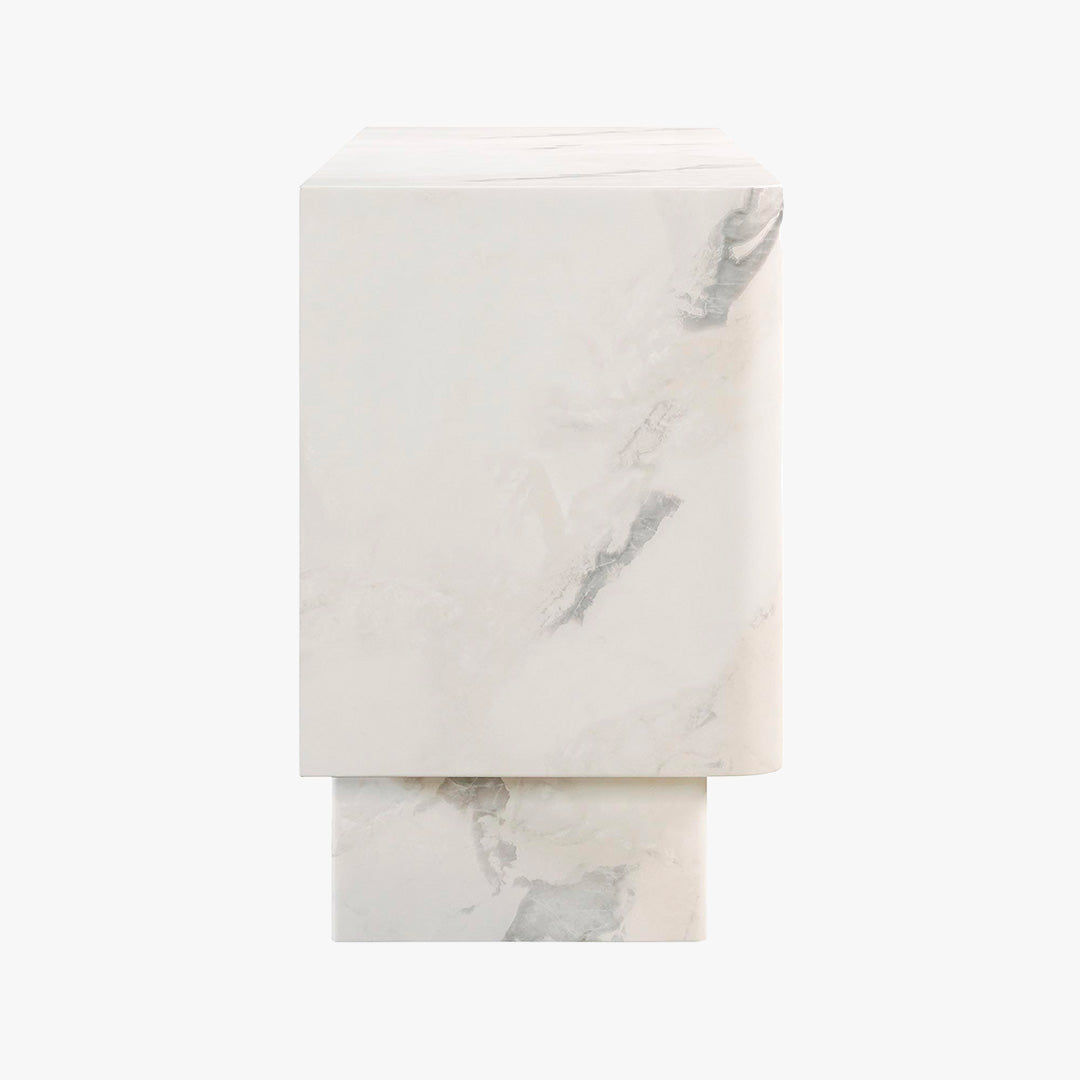 MIRA Buffet enfilade 2 portes 2 tiroirs marbre d'ingénierie blanc