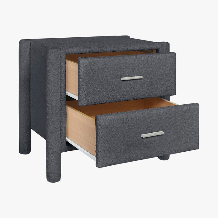 VOKIA Table de chevet 2 tiroirs effet peau de mouton gris foncé