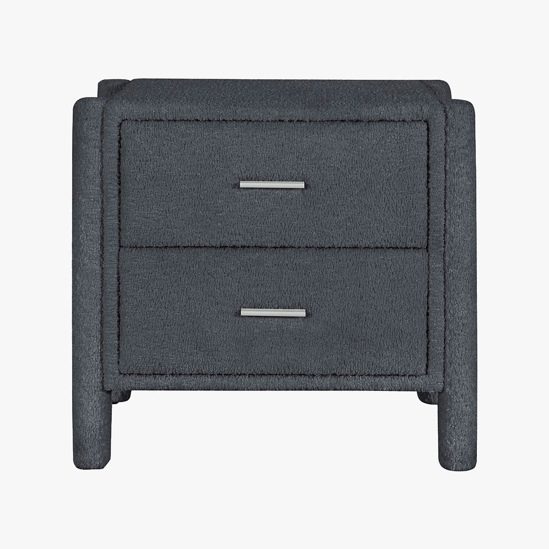 VOKIA Table de chevet 2 tiroirs effet peau de mouton gris foncé