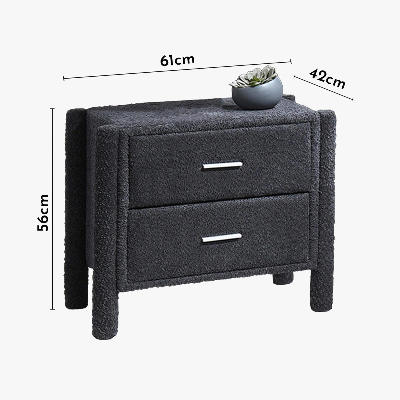 VOKIA Table de chevet 2 tiroirs effet peau de mouton gris foncé