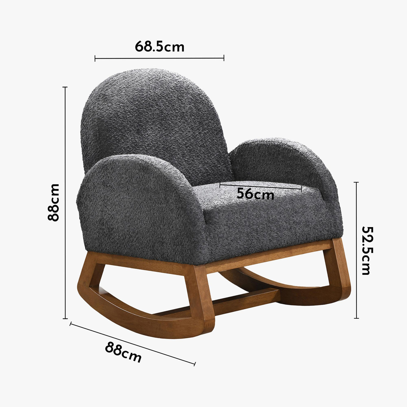 RUSSO Fauteuil à bascule effet peau de mouton gris foncé et bois clair