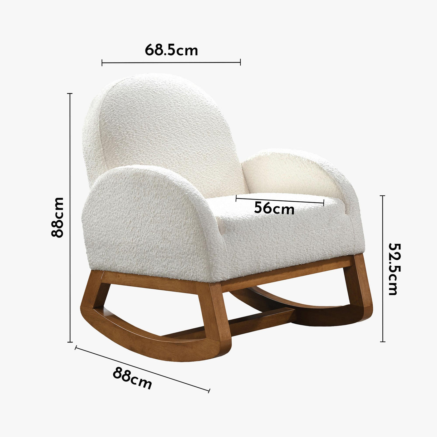 RUSSO Fauteuil à bascule effet peau de mouton blanc et bois clair