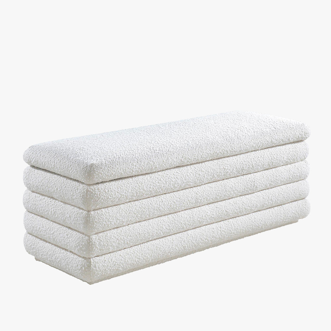 MILLO Banquette coffre effet peau de mouton blanc écru