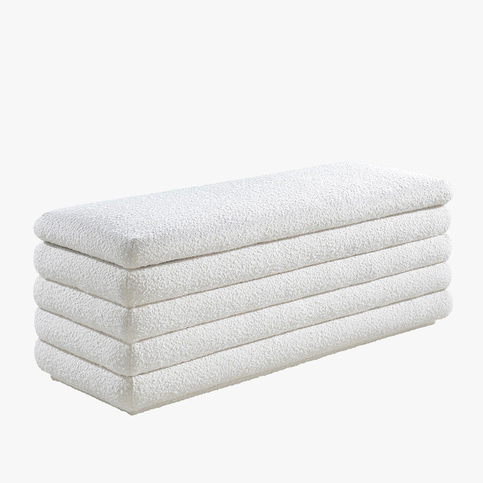 MILLO Banquette coffre effet peau de mouton blanc écru