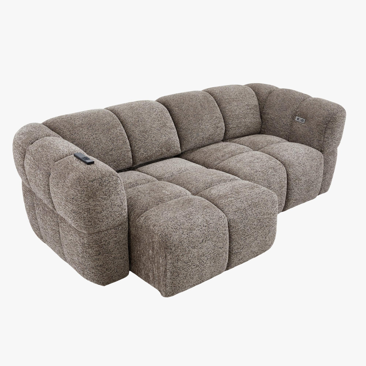 NALA Canapé 3 places relax électrique avec assises coulissantes en tissu taupe