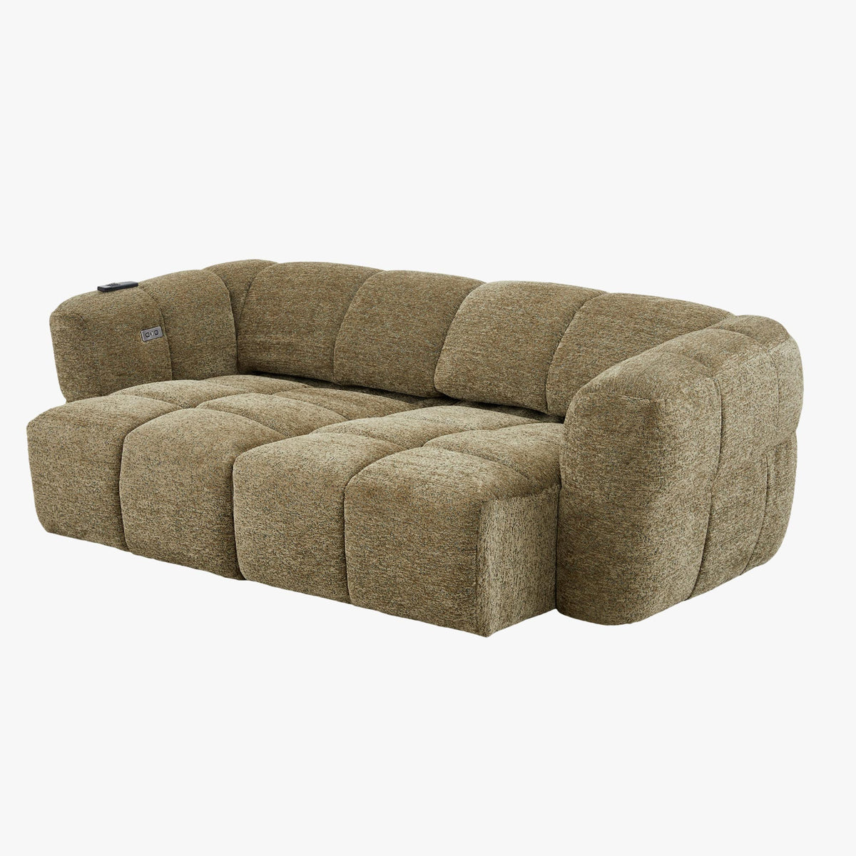 NALA Canapé 3 places relax électrique avec assises coulissantes en tissu vert
