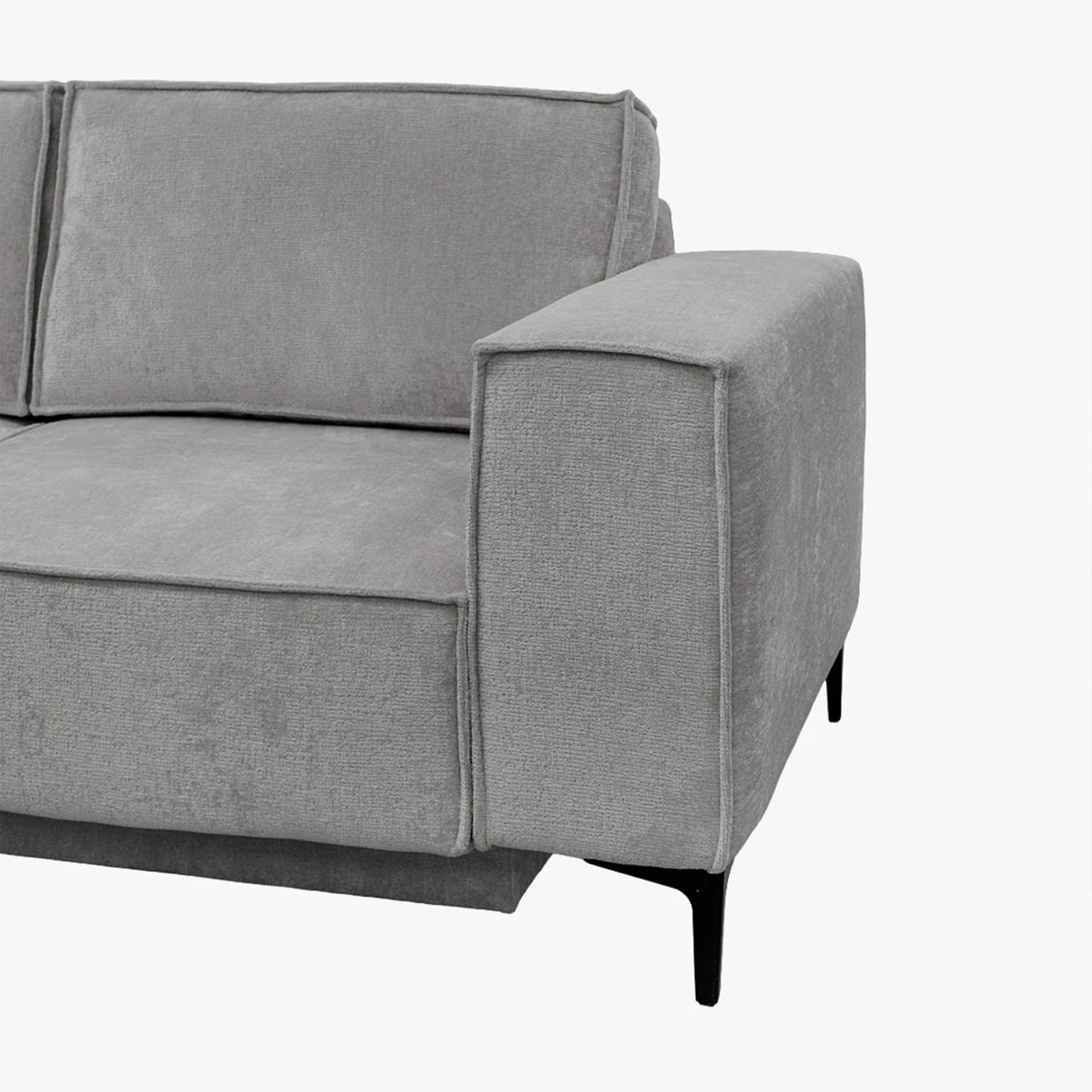 SAYLA Canapé d'angle convertible en tissu gris clair - Angle gauche