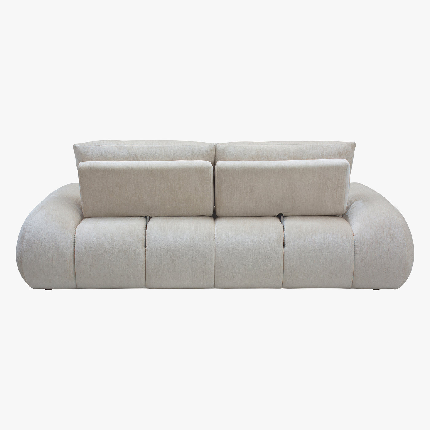 canapé 3 places en tissu beige capitonné