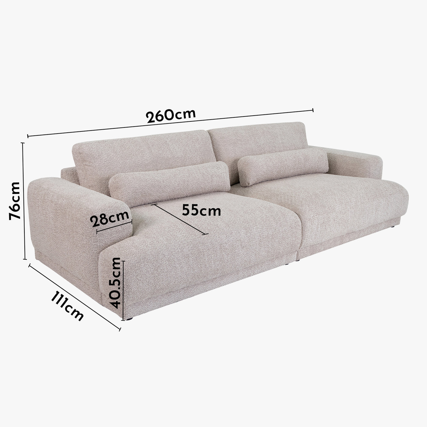 SEYA Canapé 3 places en tissu bouclette beige foncé