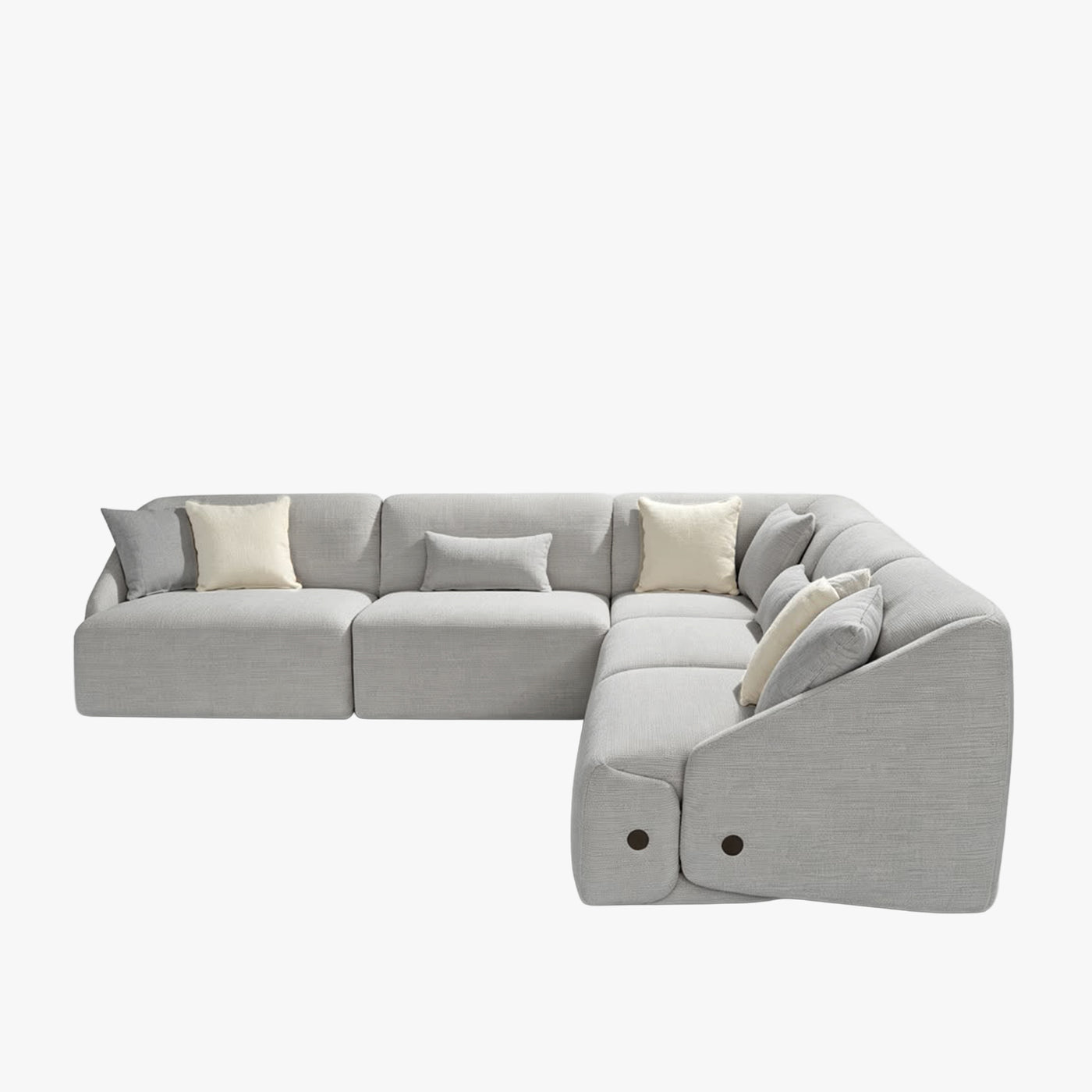 LENA Canapé d'angle modulable en tissu gris clair