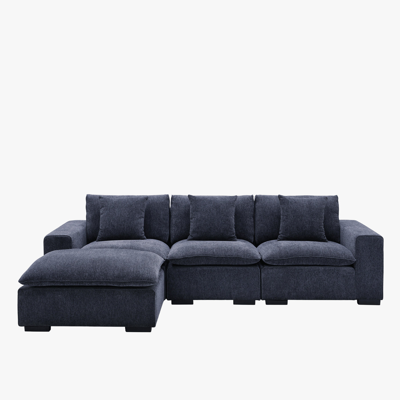 SELENIA Canapé d'angle modulable en tissu bleu