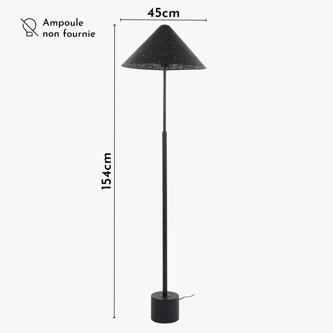 LEYOS Lampadaire avec abat jour en acier gris foncé 45x154 cm