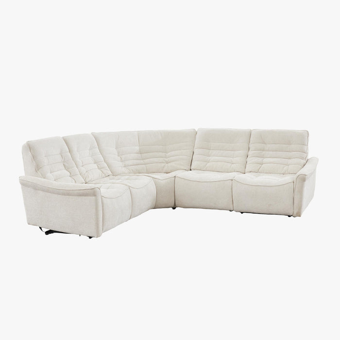 CHILLY Canapé d'angle relax électrique réversible en tissu beige