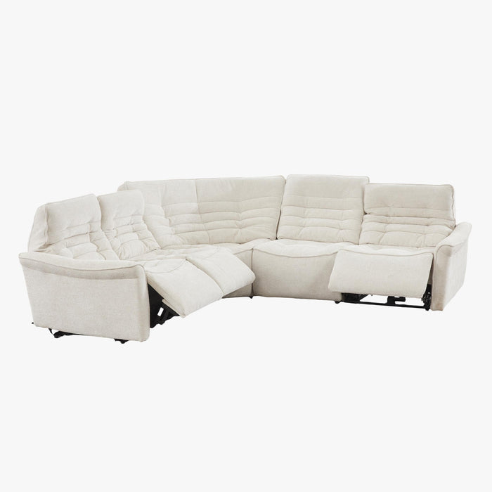 CHILLY Canapé d'angle relax électrique réversible en tissu beige