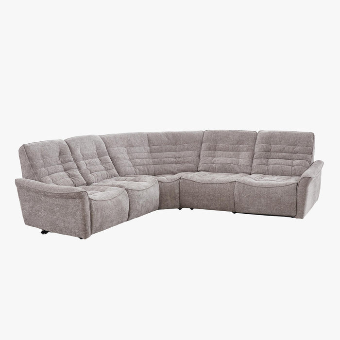 CHILLY Canapé d'angle relax électrique réversible en tissu taupe