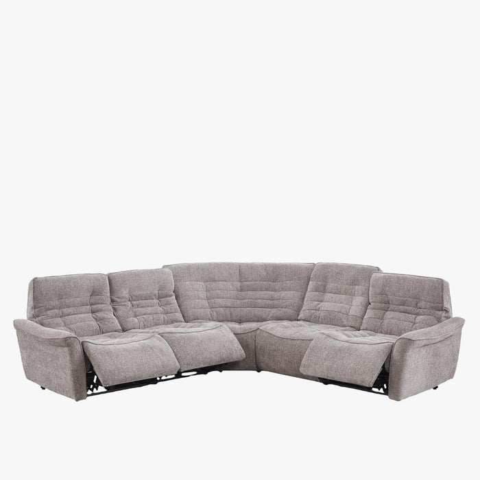 CHILLY Canapé d'angle relax électrique réversible en tissu taupe