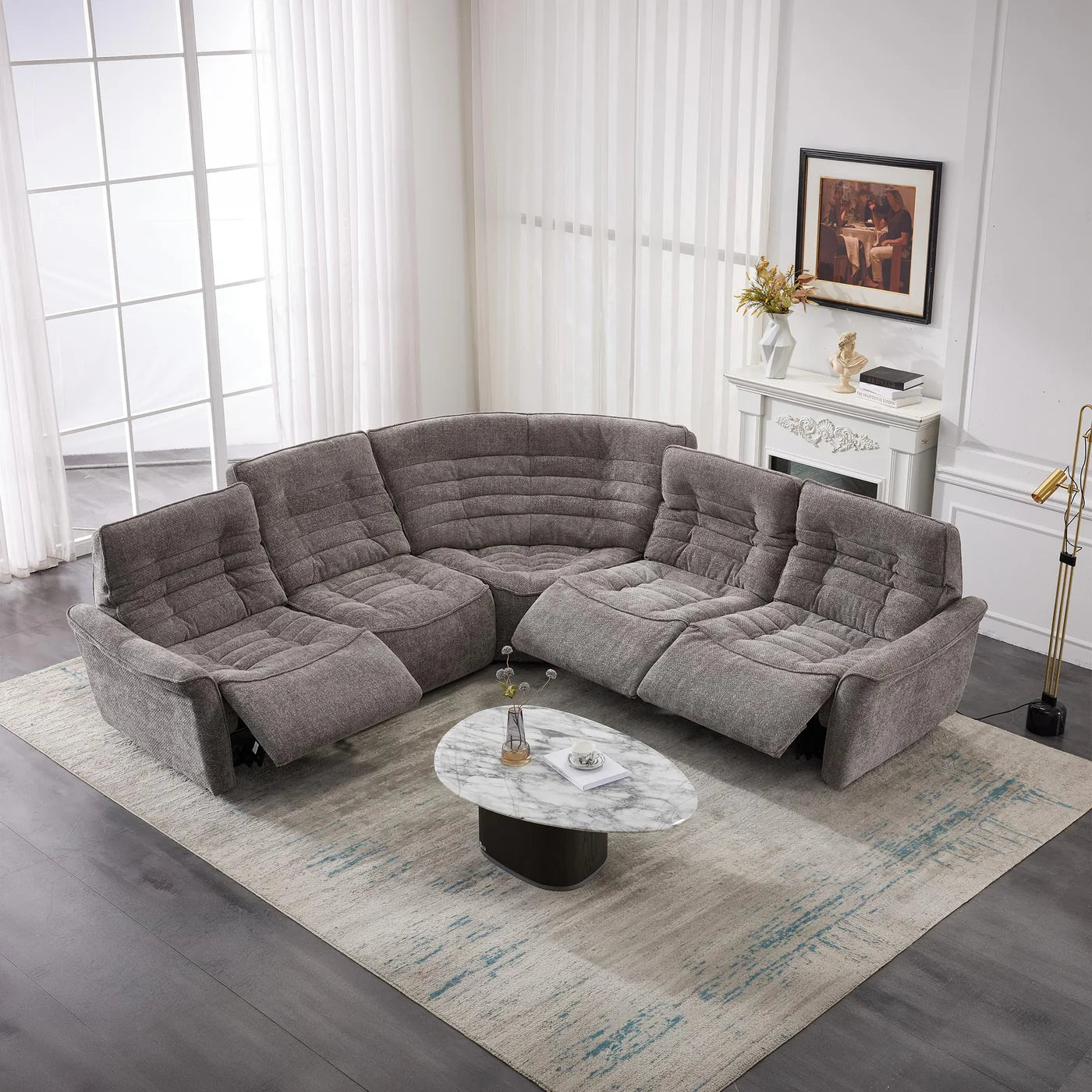 CHILLY - Canapés d'angle relax électriques réversibles en tissu