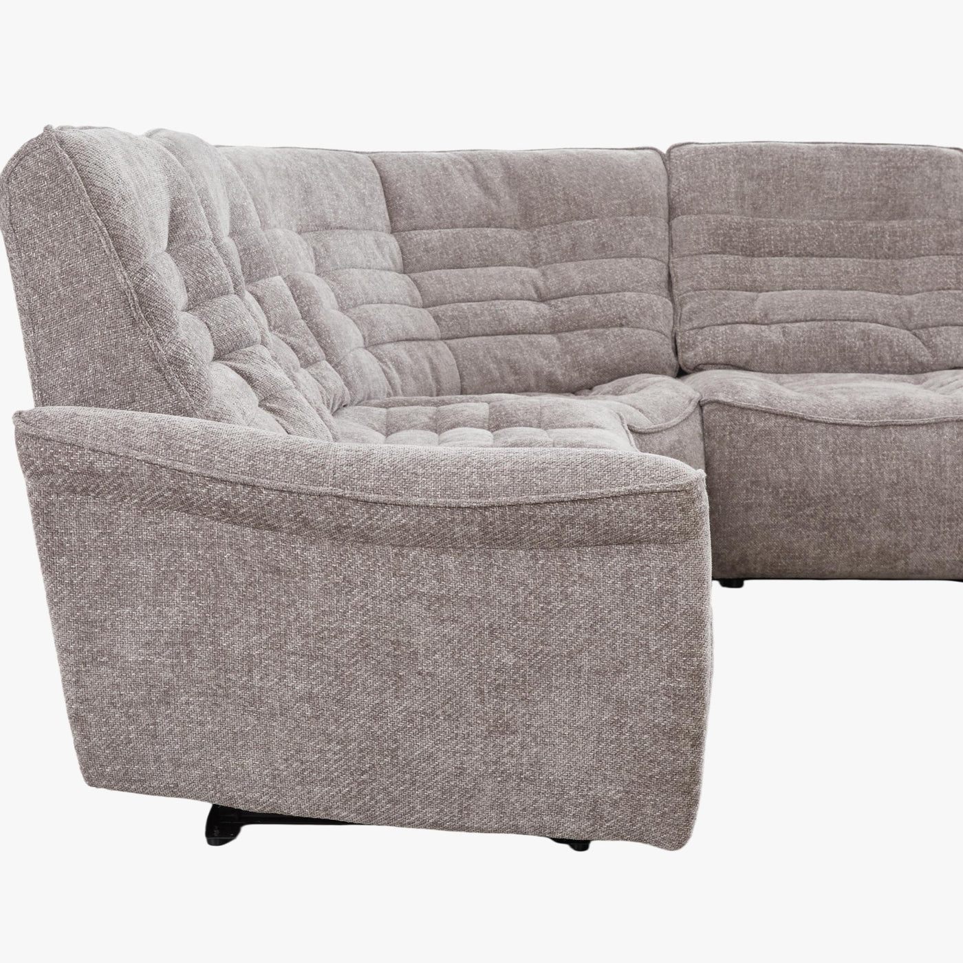 CHILLY Canapé d'angle relax électrique réversible en tissu taupe
