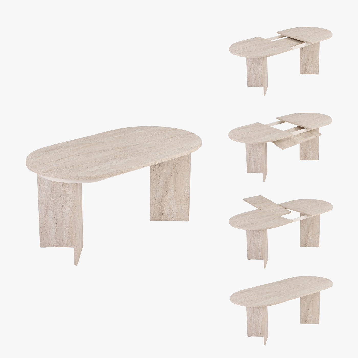 BELORA XL Table à manger extensible ovale beige 160-200 cm