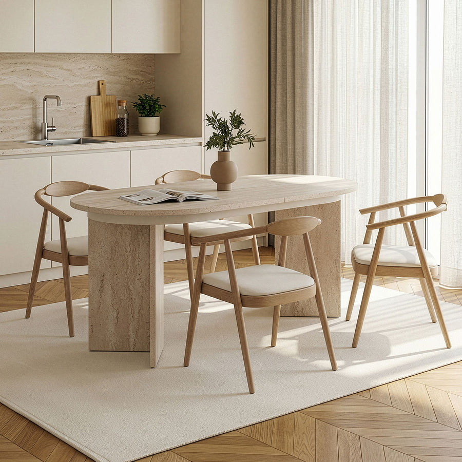 BELORA XL Table à manger extensible ovale beige 160-200 cm — aperçu vidéo