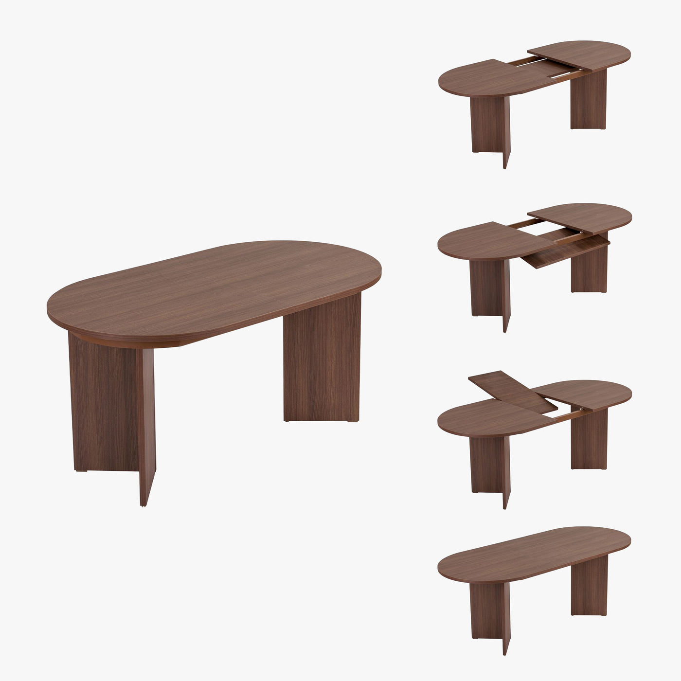 BELORA XL Table à manger extensible ovale couleur bois foncé 160-200 cm