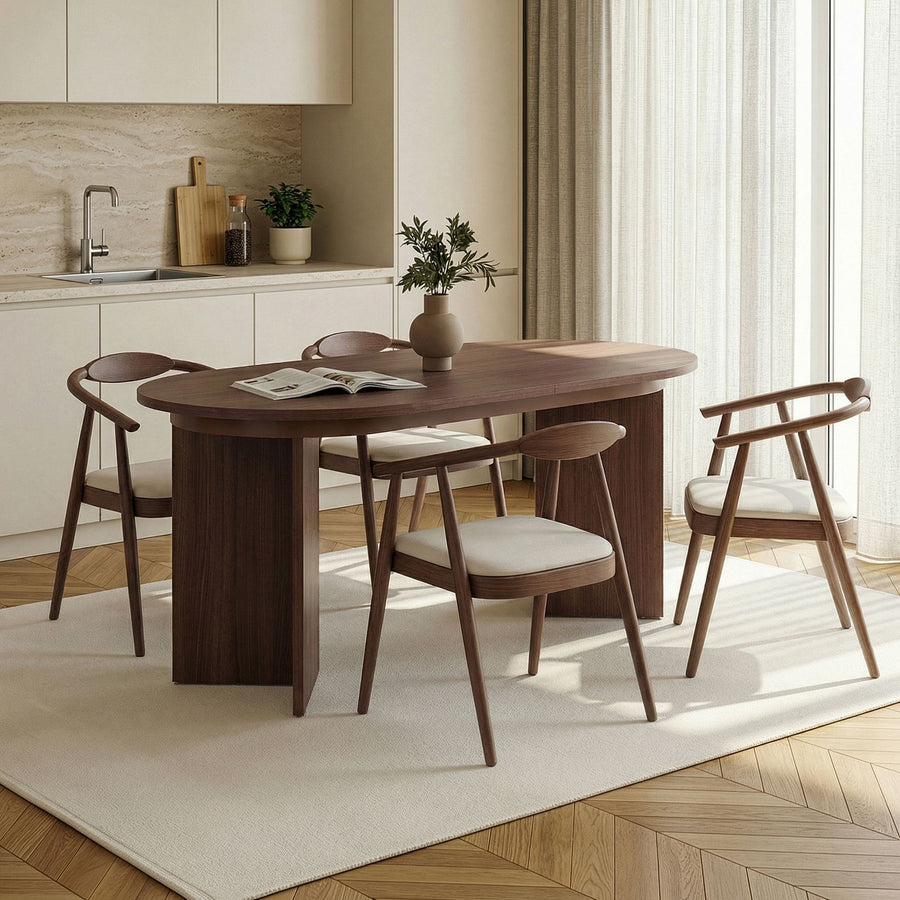 BELORA XL Table à manger extensible ovale couleur bois foncé 160-200 cm — aperçu vidéo