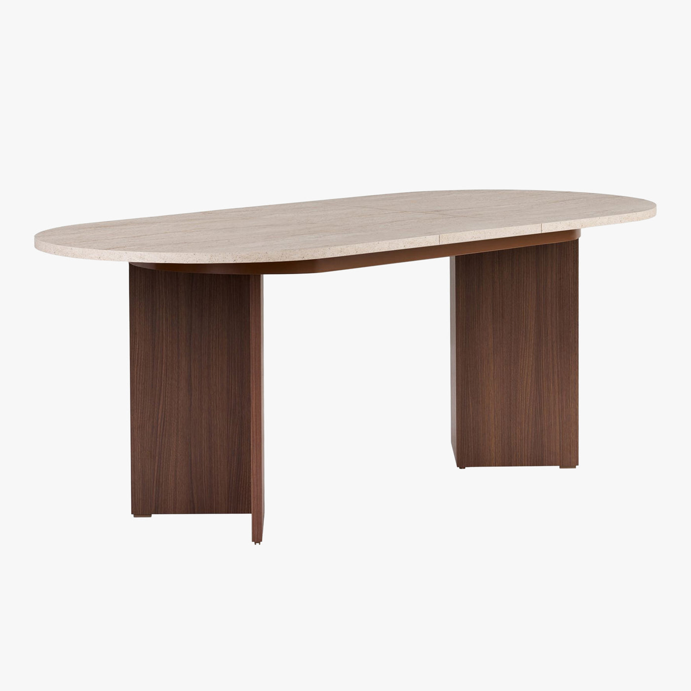 BELORA XL Table à manger extensible ovale couleur beige et bois foncé 160-200 cm