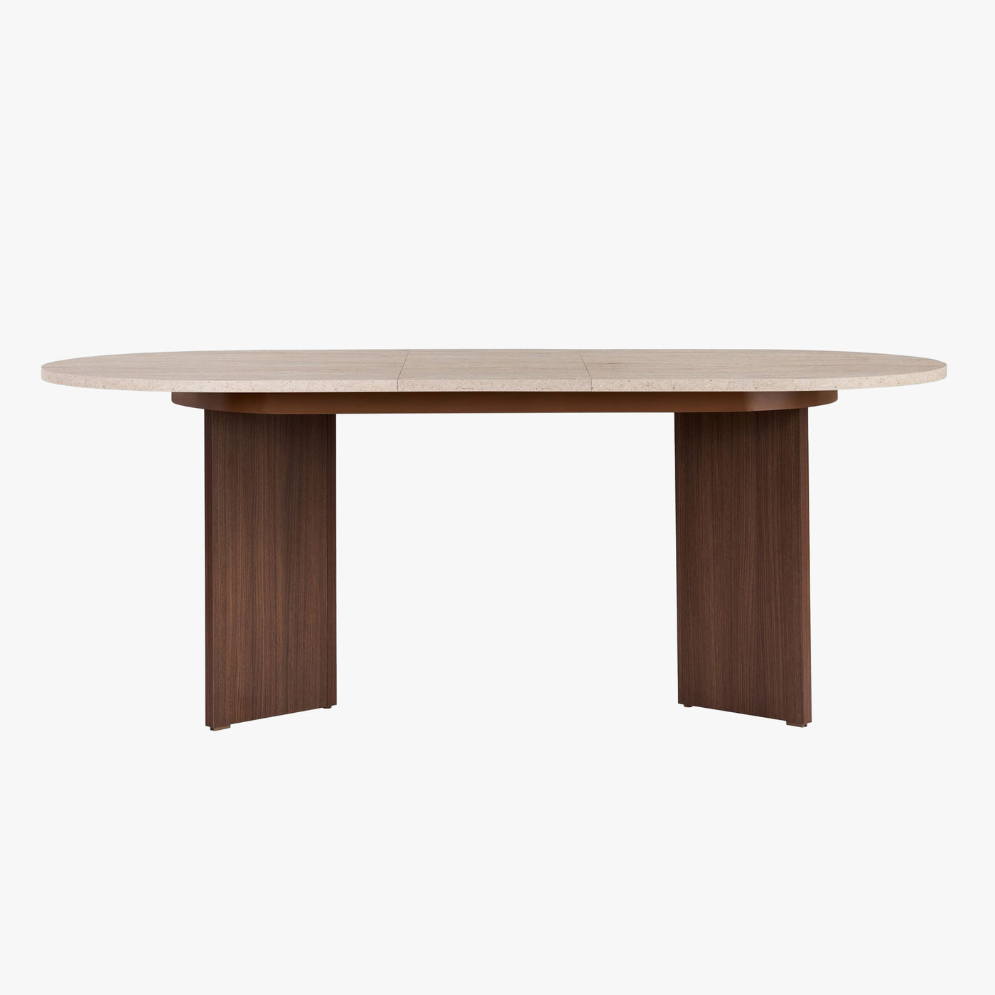 BELORA XL Table à manger extensible ovale couleur beige et bois foncé 160-200 cm