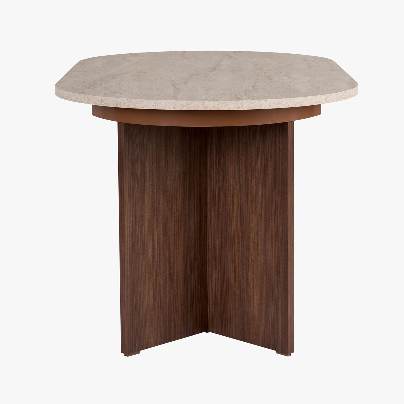 BELORA XL Table à manger extensible ovale couleur beige et bois foncé 160-200 cm