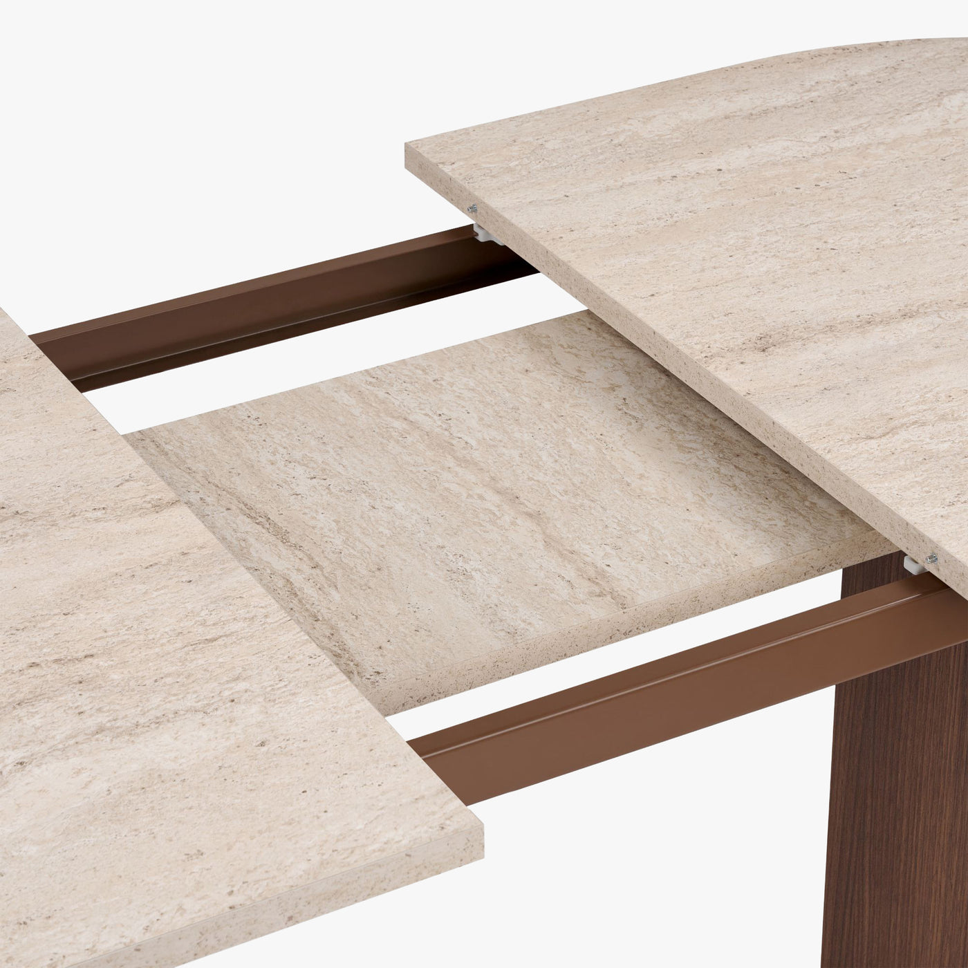 BELORA XL Table à manger extensible ovale couleur beige et bois foncé 160-200 cm