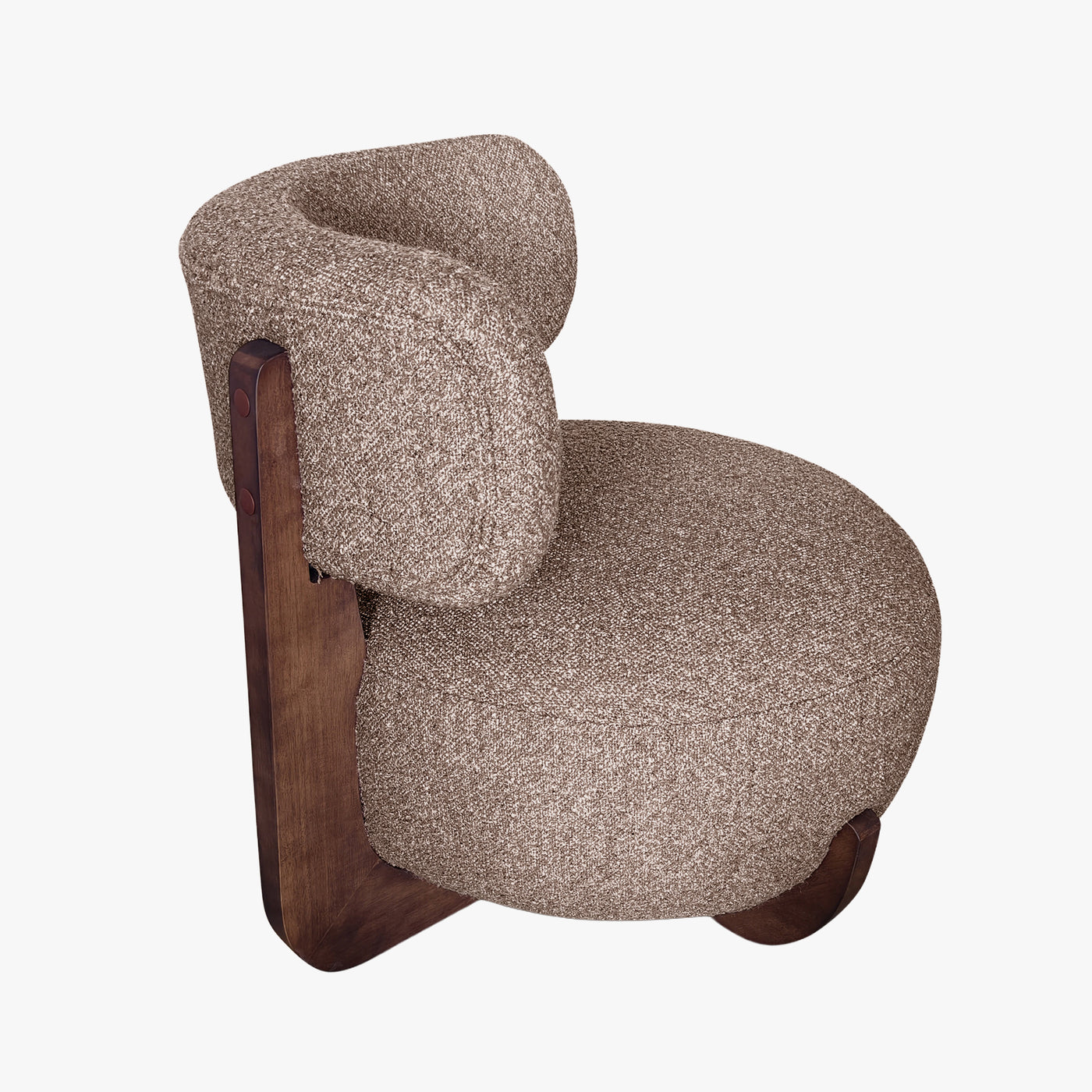ESTER Fauteuil en tissu texturé taupe pieds en bois foncé