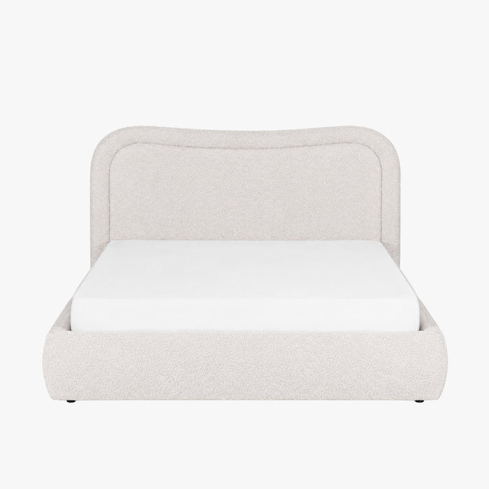 HAGA Lit double en tissu bouclette beige avec coffre 160x200 cm