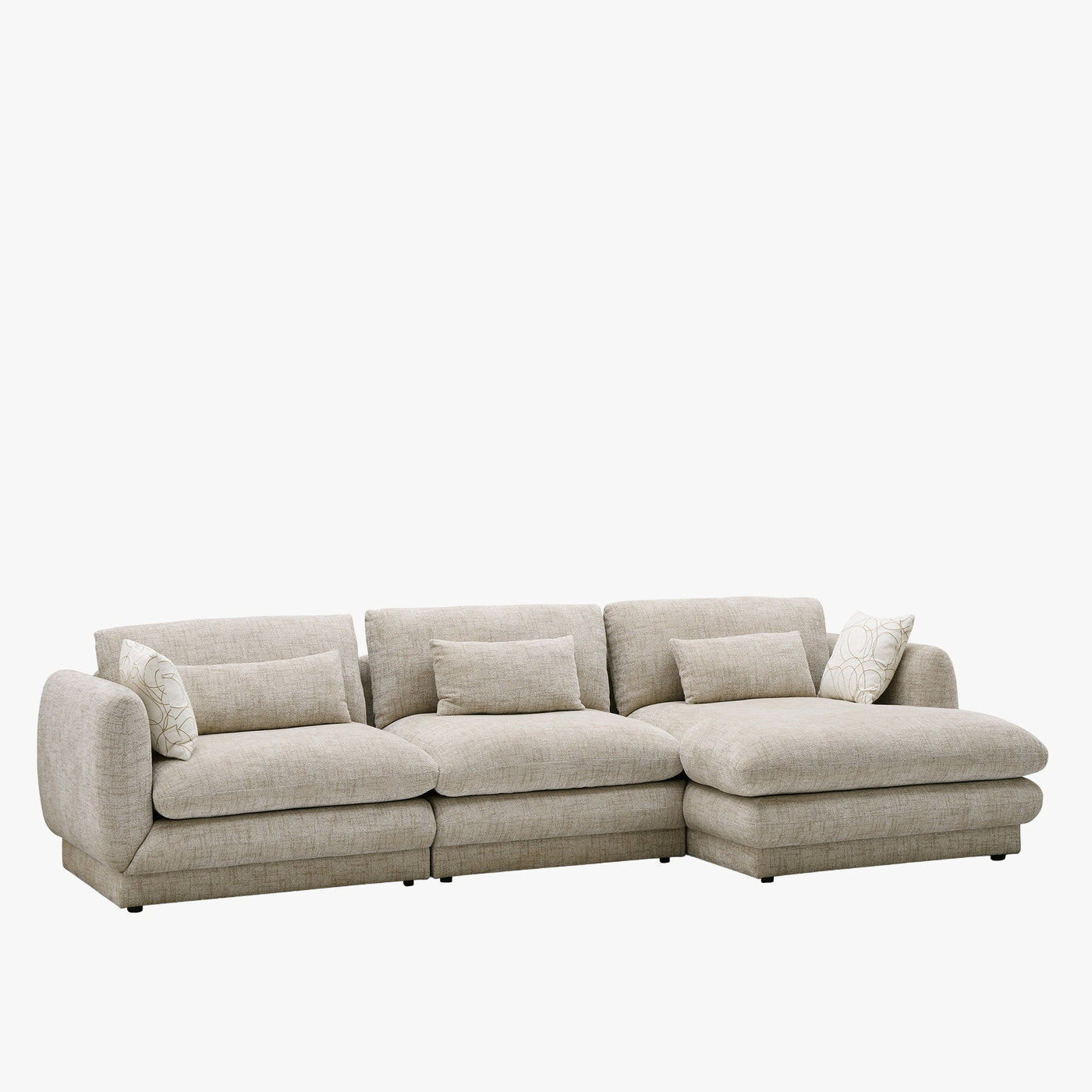 KENDAL Canapé d'angle en tissu taupe - Angle droit
