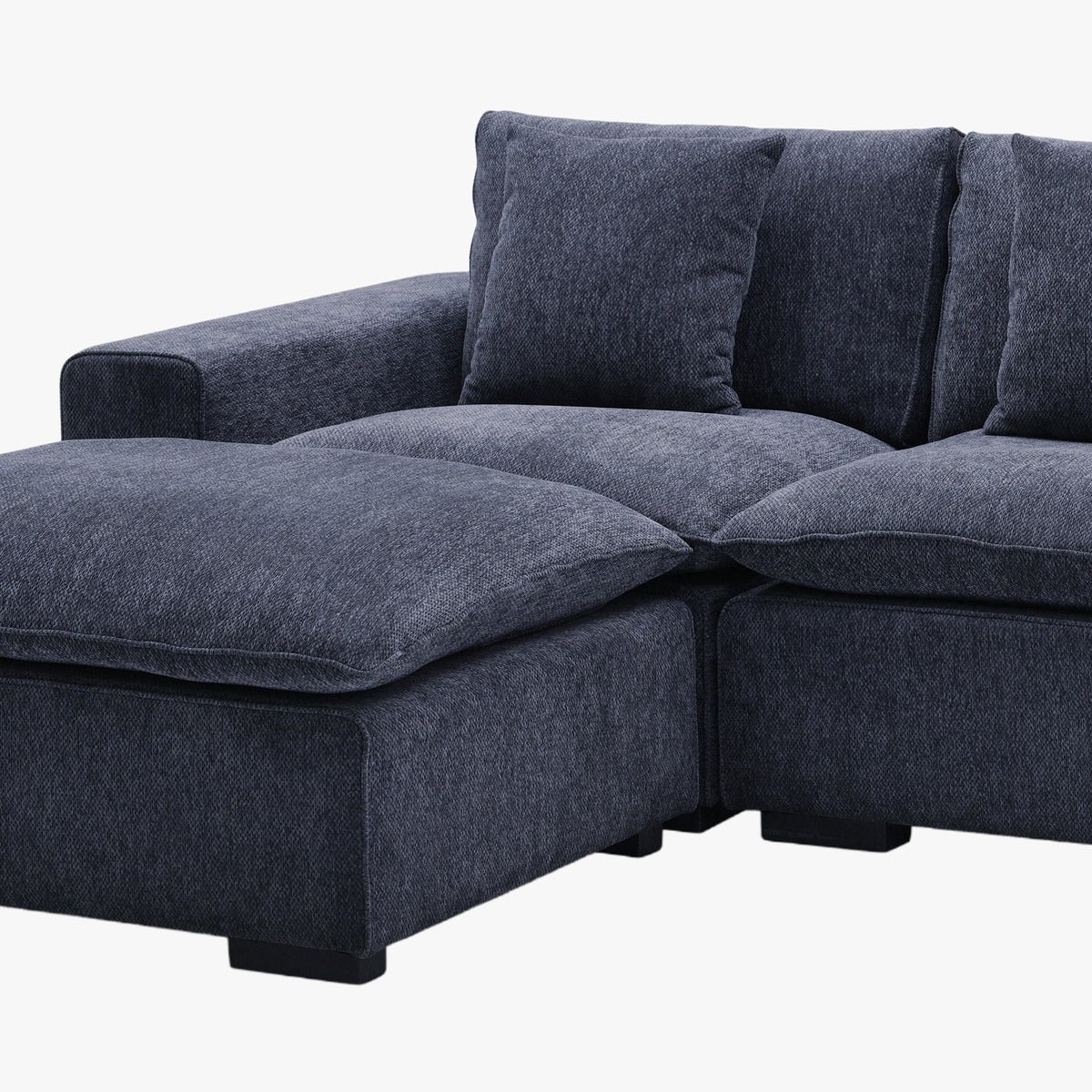 SELENIA Canapé d'angle modulable en tissu bleu