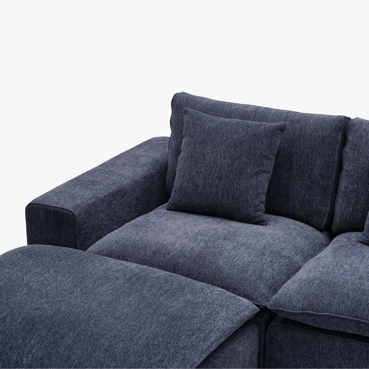 SELENIA Canapé d'angle modulable en tissu bleu