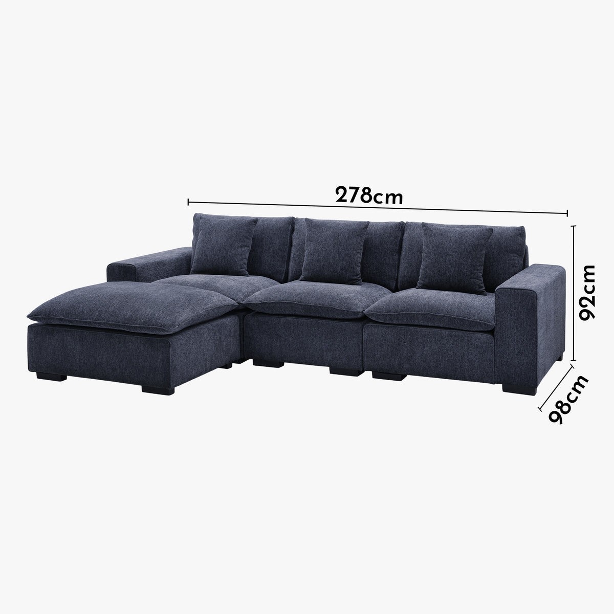 SELENIA Canapé d'angle modulable en tissu bleu