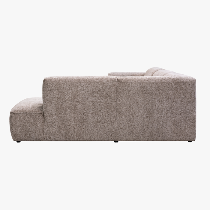 AMANDA Canapé d'angle en tissu taupe avec détail métal noir - Angle droit