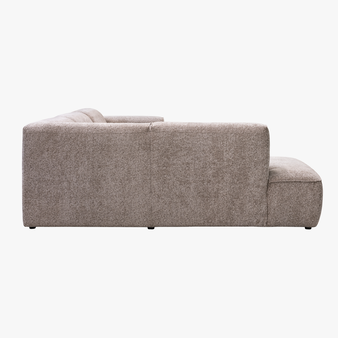 AMANDA Canapé d'angle en tissu taupe avec détail métal noir - Angle droit