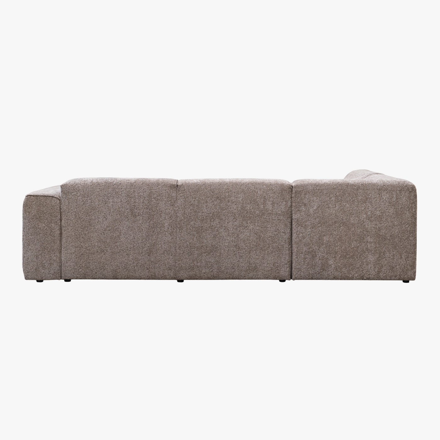 AMANDA Canapé d'angle en tissu taupe avec détail métal noir - Angle droit
