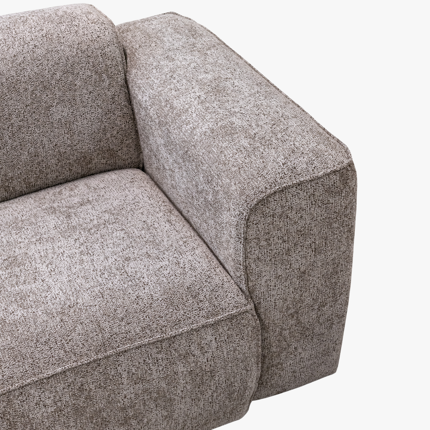 AMANDA Canapé d'angle en tissu taupe avec détail métal noir - Angle gauche