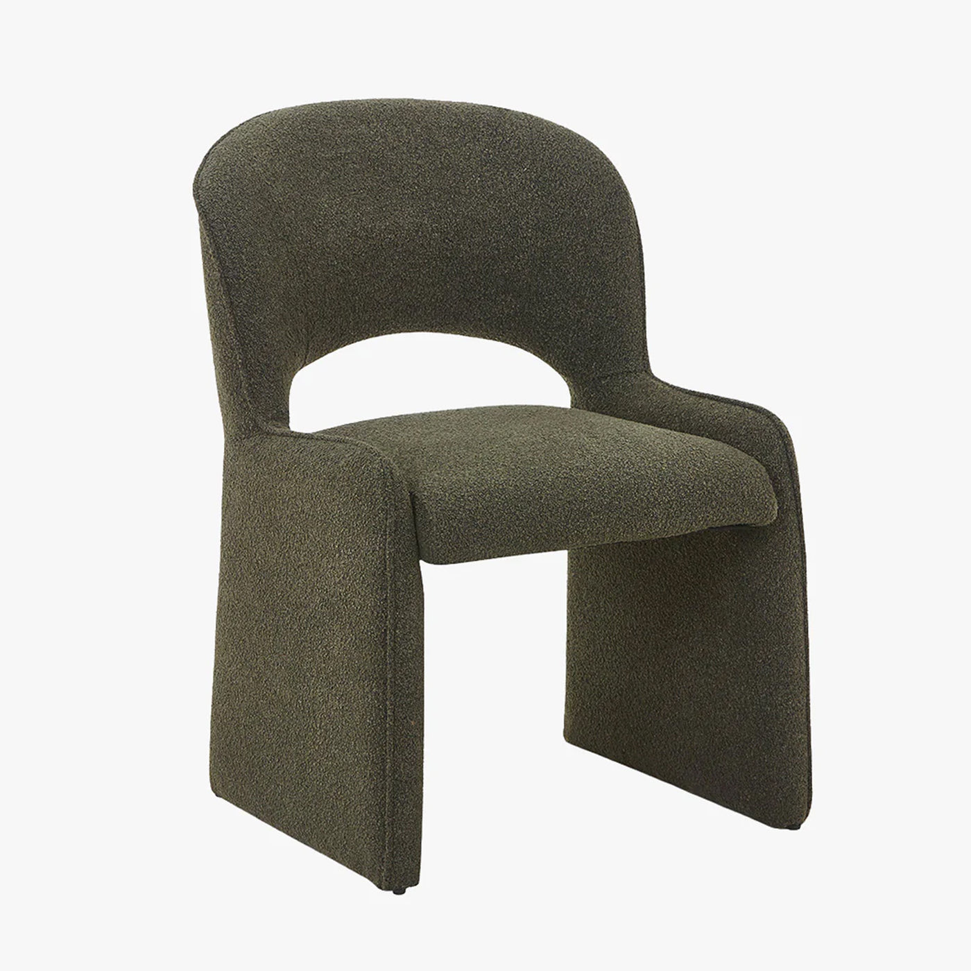 ALESIA Fauteuil tissu bouclette vert foncé