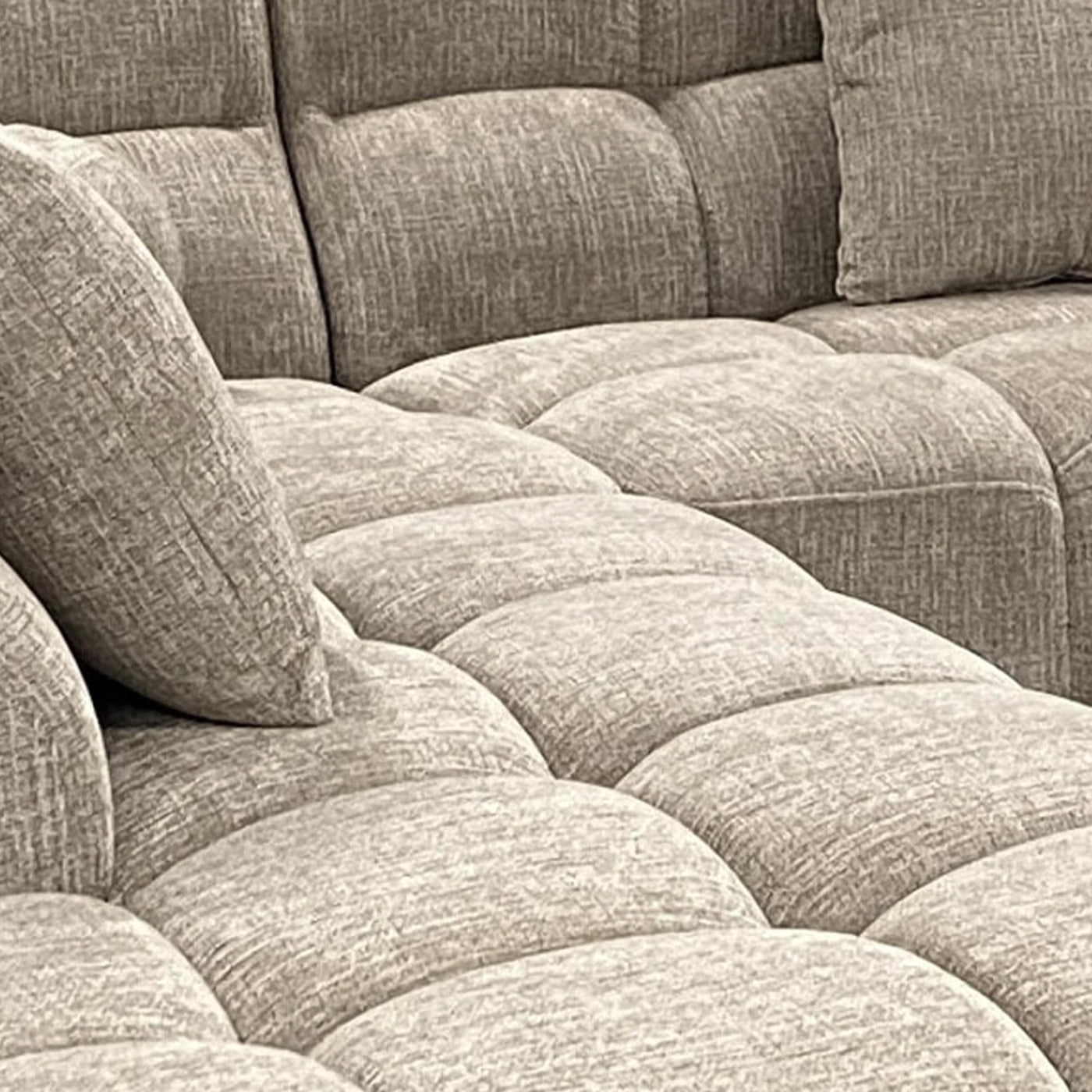BELIZ XL Canapé panoramique tissu beige - Angle droit